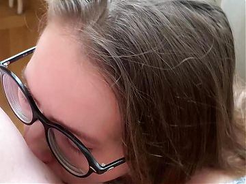 Step Sister Blowjob and I Cum on Her Face