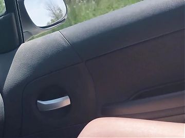 Bitch in leather mini skirt stockings car 